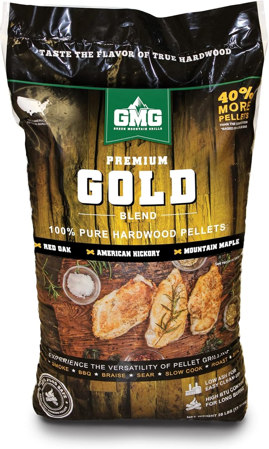 Premium Gold Blend Wood Grilling Pellets - 28lbs.