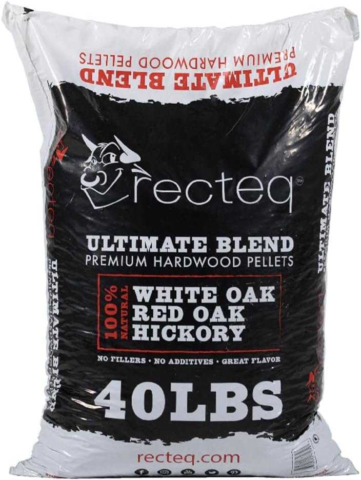 recteq Ultimate Premium Hardwood Grilling Cooking Pellet Barbecue BBQ Grill Smoker Blend with Red Oak, White Oak, Hickory Wood Pellets for Smokers, 40 Pound Bag