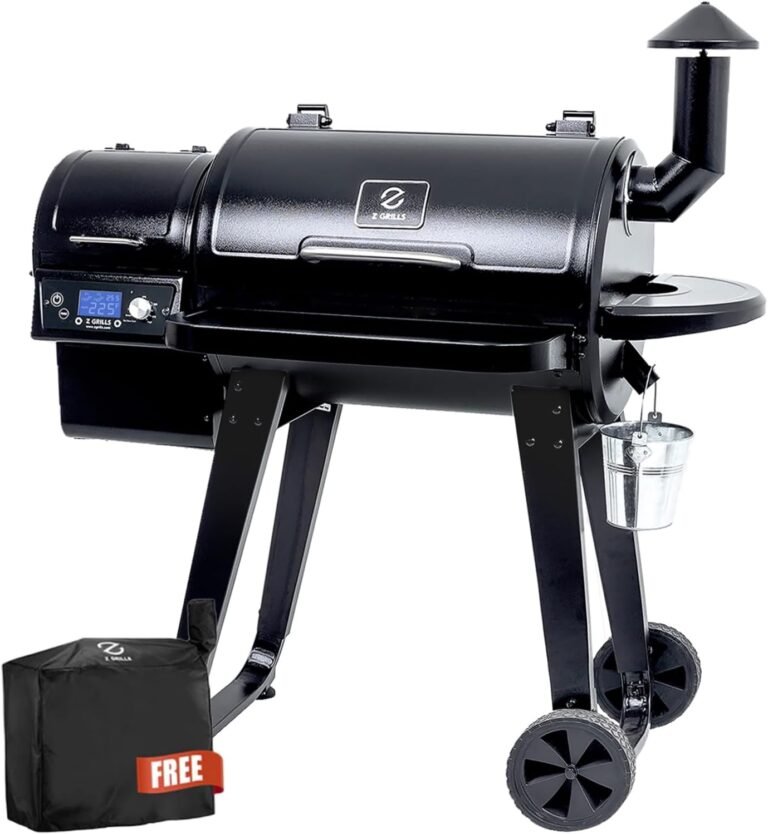 Z GRILLS ZPG-450A Wood Pellet Grill & Smoker with PID V2.1 Controller, 459 Sq in Cook Area, Meat Probe, Foldable Shelf, 8 in 1 BBQ Grill Outdoor Auto Temperature Control, Black