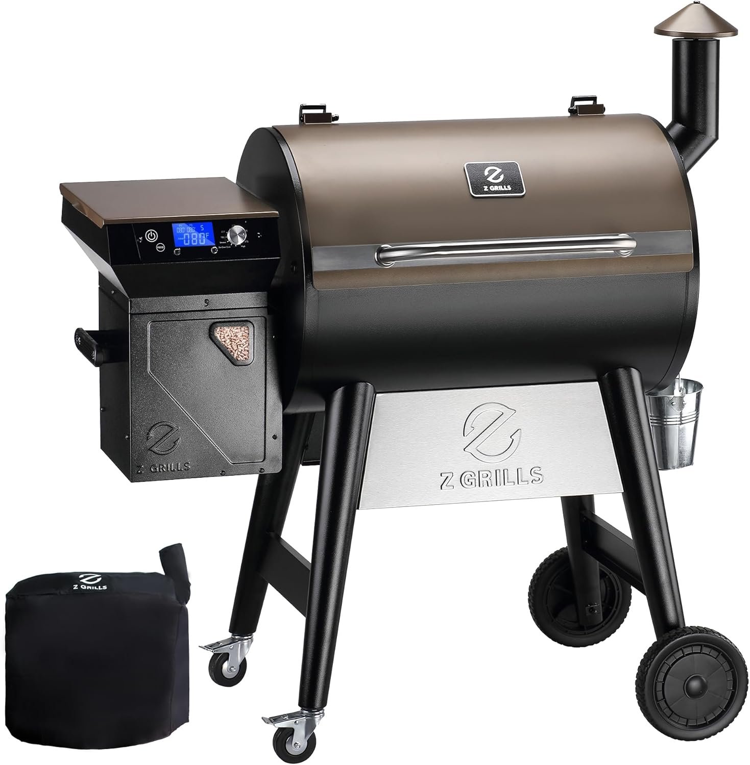 Z GRILLS Wood Pellet Grill Smoker with PID 2.1 Controller, 697 Cooking Area, Meat Probes, Rain Cover for Outdoor BBQ, 7002C