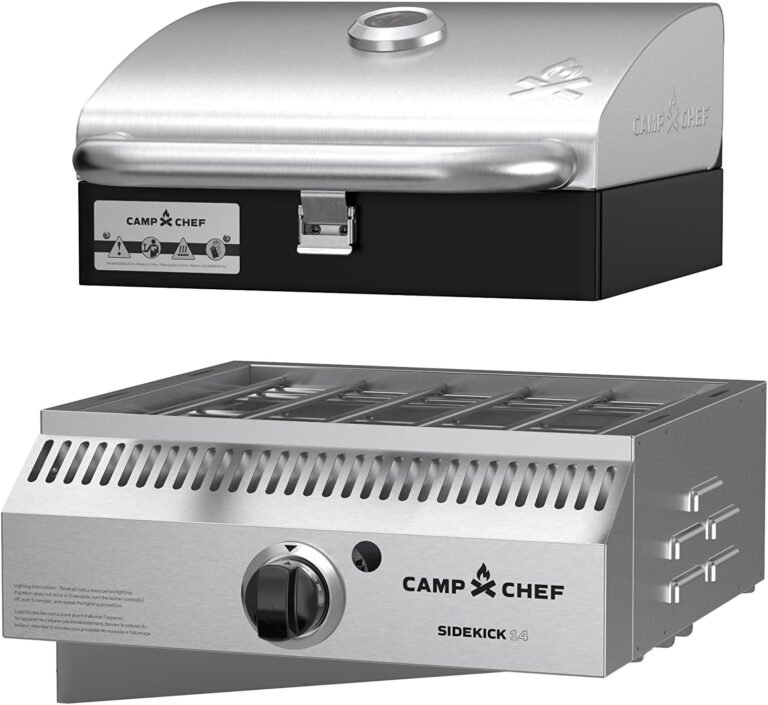 Camp Chef Sidekick Sear - Includes BBQ Box for Pellet Grill - Accessory for Outdoor Cooking - Sear & Grill with Ease - 14" Cooking System Compatible, Silver