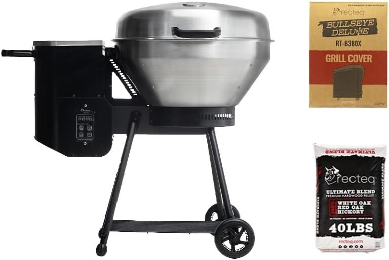 recteq Pellet Grill RT-B380 Bullseye + Grilling Basics Bundle, BBQ, Outdoor, and Electric Pellet Smoker Grill, Electric Smokers, Uses 100% Wood Pellets for Ribs, Brisket, Chicken, Sear, Smoke