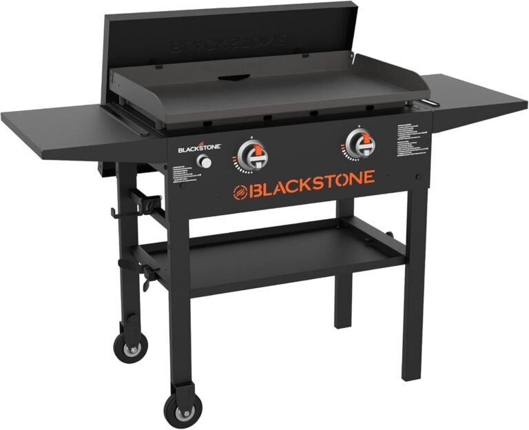 Blackstone Omnivore Outdoor Flat Top Gas Griddle w/Hard Cover, 28” - for Breakfast, BBQ & Grilling w/Steel Cooking Surface, Folding Side Shelves, Rear Grease System & Push-Button Ignition