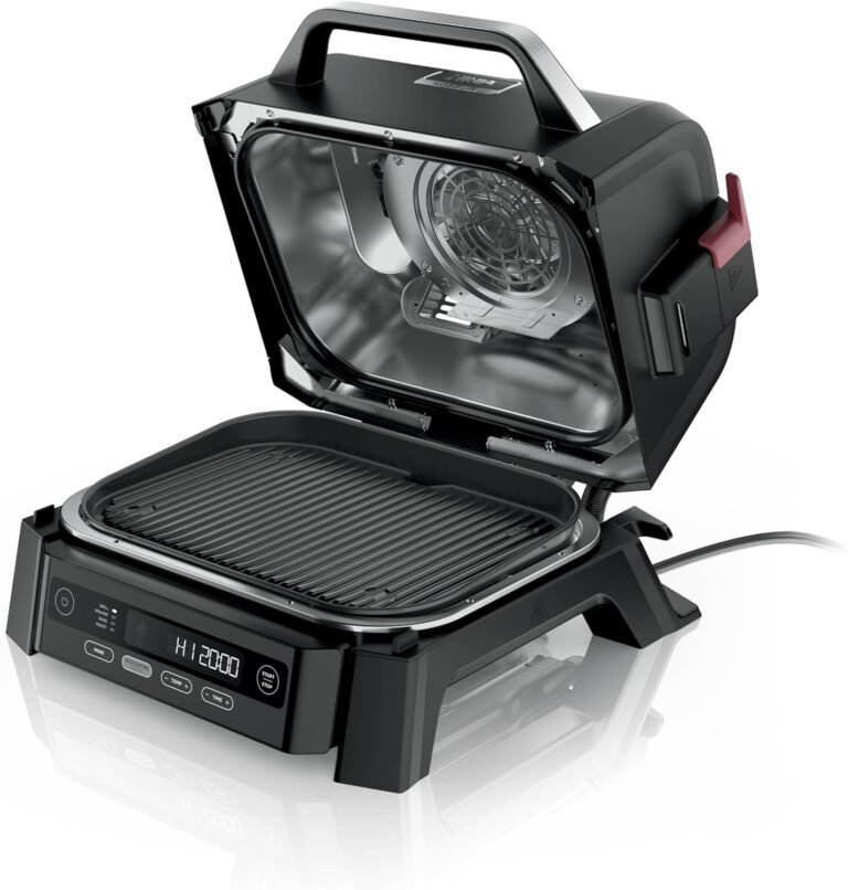 Ninja Woodfire Outdoor Grill & Smoker, 4-in-1 Functionality, Grill, Smoke, Bake, Roast, Authentic Woodfire Flavors, Electric Heat, OG301