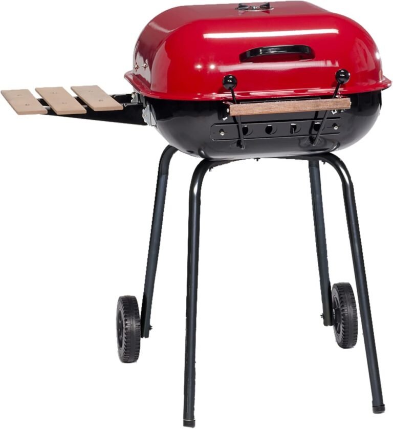 MECO Americana Swinger Charcoal Grill with One Side Table, Red, 332