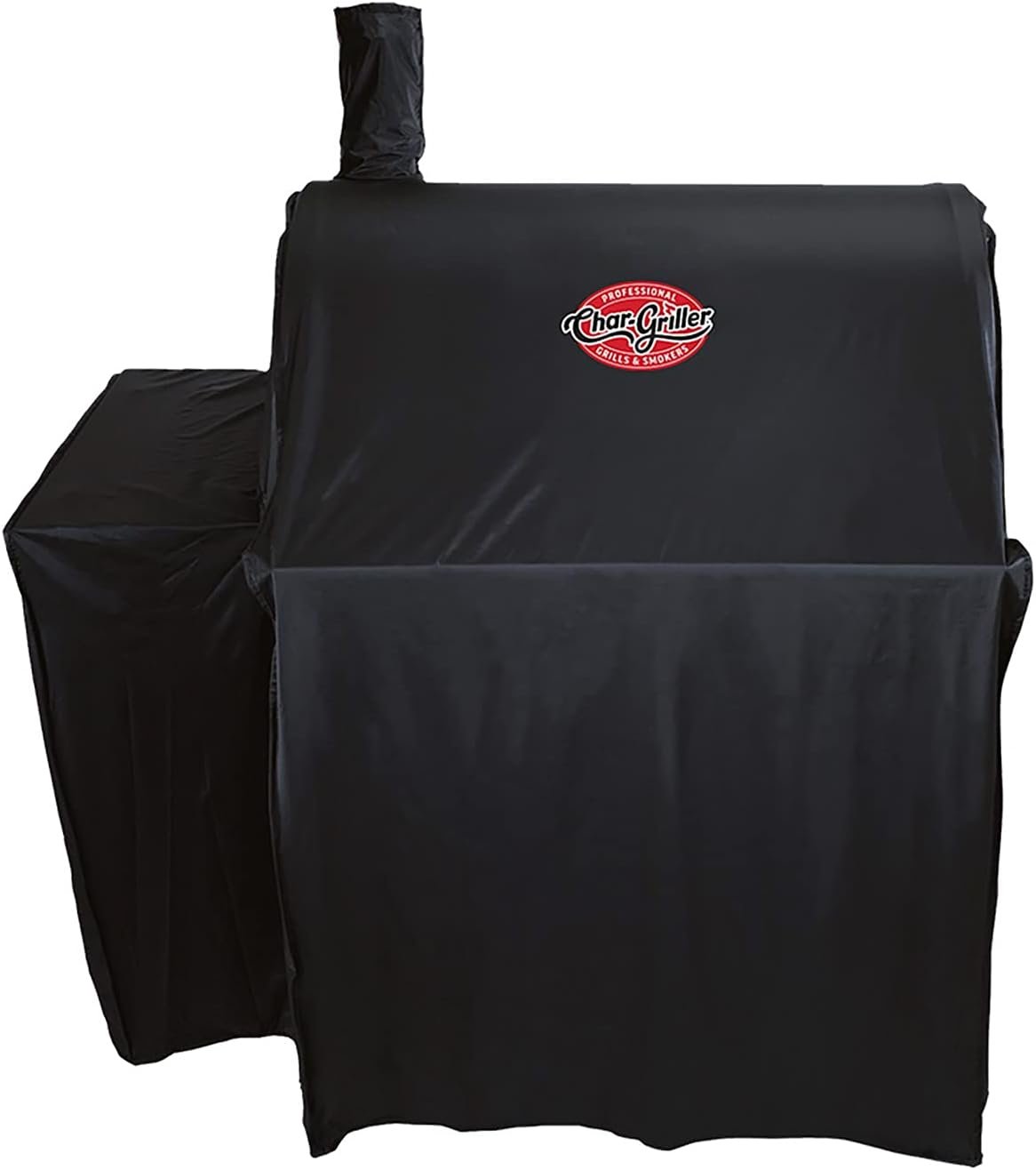 Char-Griller® Durable Polyester Grill and Smoker Cover with Waterproof Material, PVC Lining, and Extendable Design in Black, 46"L x 23"W x 48.5"H, Model 5555