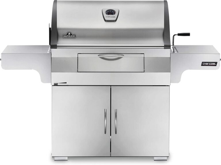 Napoleon Stainless Steel PRO 605 Charcoal Professional BBQ Grill - PRO605CSS - Professional Style Charcoal Barbecue Grill, Full Size Cart Model Charcoal BBQ, Smoker Charcoal BBQ