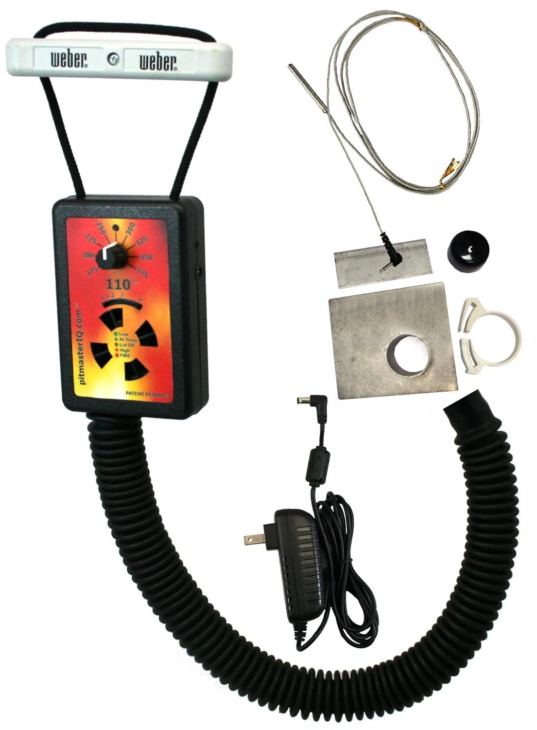 IQ110 BBQ Temperature Regulator Kit with Large Adjustable Kamado Pit Adapter