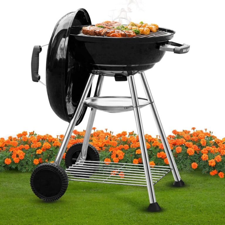 BEAU JARDIN Premium 18 Inch Charcoal Grill for Outdoor Cooking Barbecue Camping BBQ Coal Kettle Grill Tailgating Portable Heavy Duty Round with Thickened Grilling Bowl with Wheels BG231