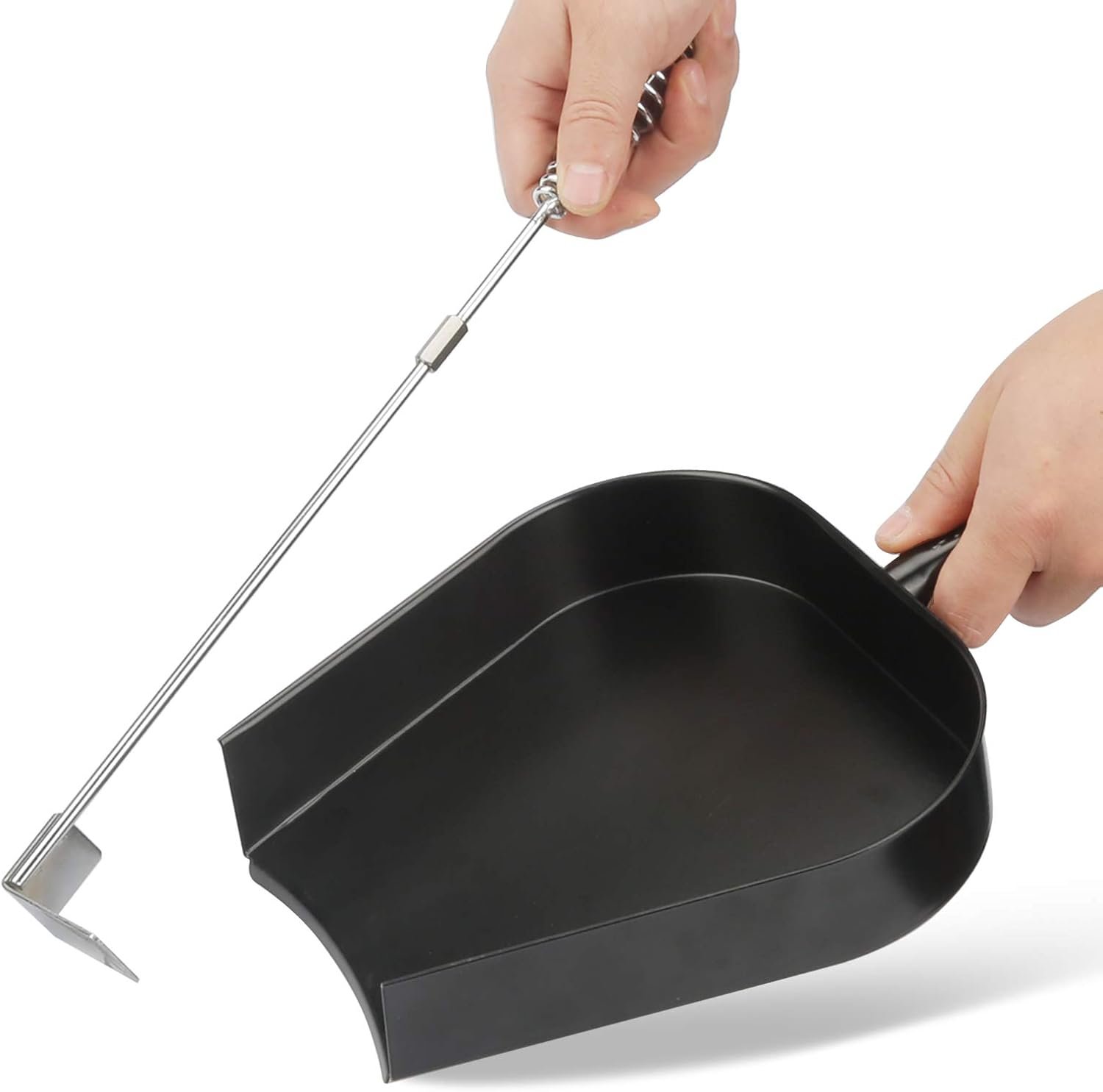 Ash Pan for Big Green Egg Ash Tool Stainless Steel Charcoal Poker Rake BGE Large Size Kamado Joe Accessories Grill Smoker Wood Burning Stove Removal Shovel BBQ Parts