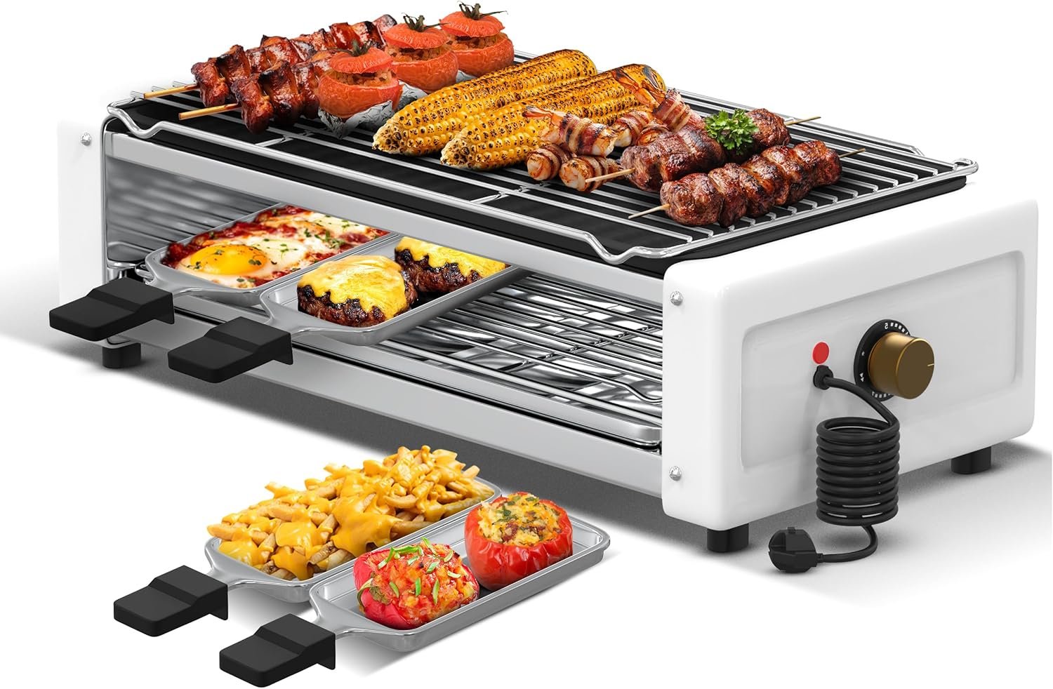 Corekit Smokeless Indoor Electric Grill 4 -in-1 Nonstick Countertop Grill for Kitchen & Dorm, Adjustable Temperature, Removable Plates, Easy to Clean, 1700W Electric Griddle for BBQ