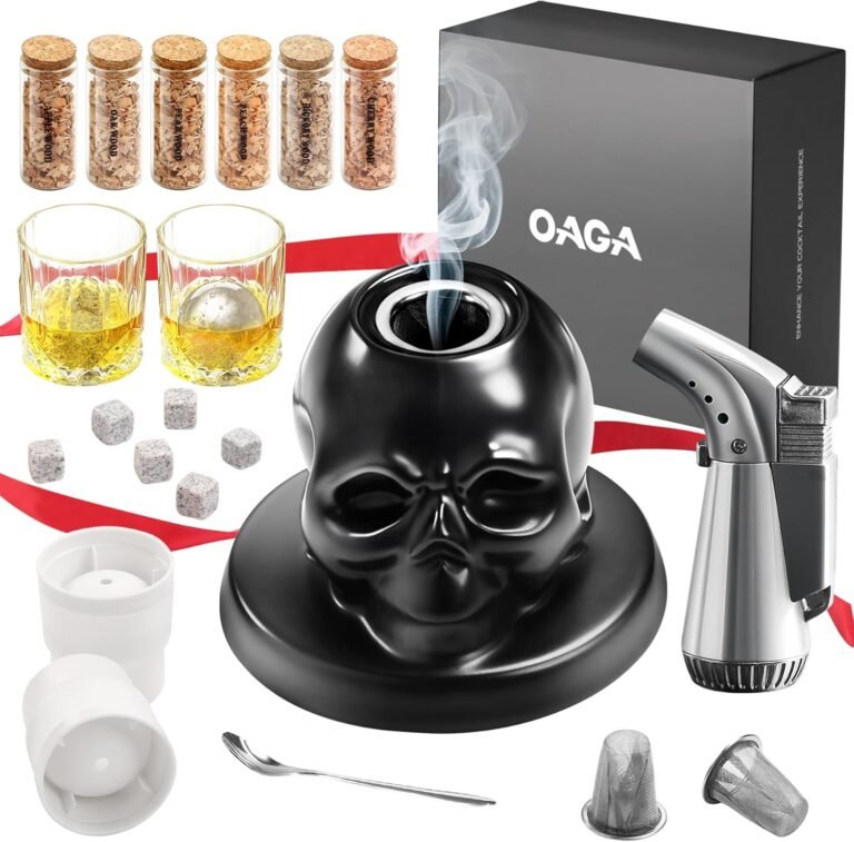 Whiskey Smoker Kit with Torch 21-Piece & 6 Wood Chips - Old Fashioned Cocktail Smoker Kit for Bourbon, Eco-Friendly Gifts for Men/Dad/Husband (Birthday/Christmas/Father's Day)