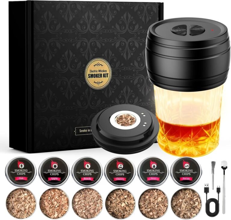 Electric Whiskey Smoker Kit Built-in Lighter, Rechargeable Old Fashioned Cocktail Bourbon Drink Smoker kit with 6 Wood Chips Whisky Kit Gifts for Men Dad Husband Boyfriend Mens