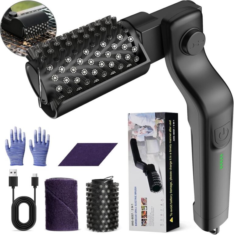 Electric Grill Brush, Rechargeable Grill Cleaner for Outdoor Grill with 3-Speed Power Motor & Stainless Steel Head- 180°Adjustable, Automatic Grill Cleaning Brush for Gas/BBQ Grates & Griddles